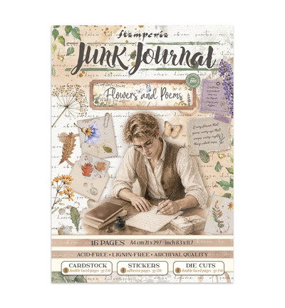 Flowers and Poems – Printed Art Junk Journal stickers, cut-outs, backgrounds for Art and Craft