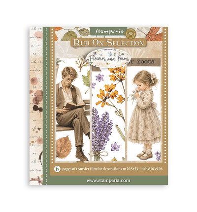 Flowers and Poems – Printed Decorative Rub on selection for Art and Craft – 6 sheets