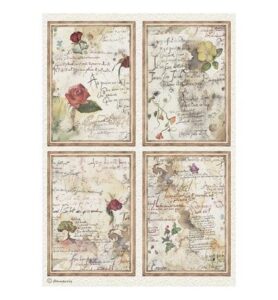 Flowers and Poems – Printed A4 Rice paper for Art and Craft – 4 cards
