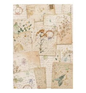Flowers and Poems – Printed A4 Rice paper for Art and Craft – Botanic sheets