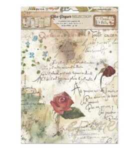 Flowers and Poems – Printed 6 Rice paper A4 selection for Art and Craft