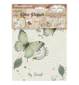 Flowers and Poems – Printed Mini Rice paper A6 8 sheets for Art and Craft