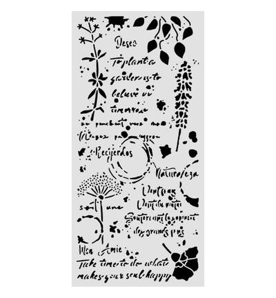 Flowers and Poems – Cut laser stencil for Art and Craft – Flowers and writings