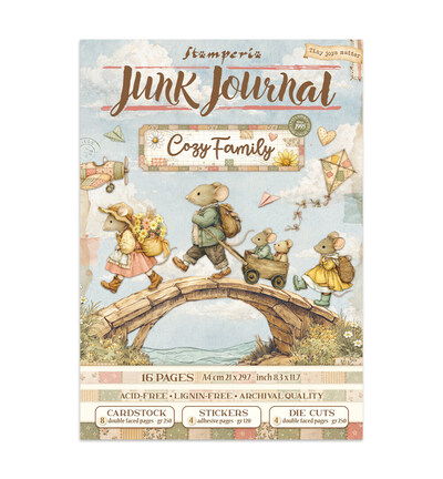 Cozy Family – Printed Art Junk Journal stickers, cut-outs, backgrounds for Art and Craft