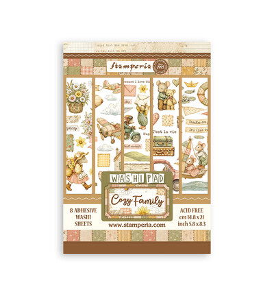 Cozy Family – Printed Washi pad for Art and Craft – 8 sheets