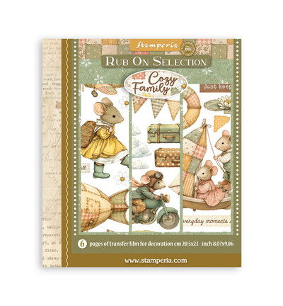 Cozy Family – Printed Decorative Rub on selection for Art and Craft – 6 sheets