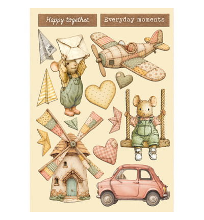 Cozy Family – Printed decorative Wooden shape for Art and Craft A5