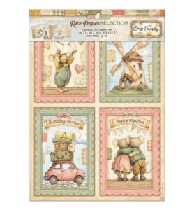 Cozy Family – Printed 6 Rice paper A4 selection for Art and Craft