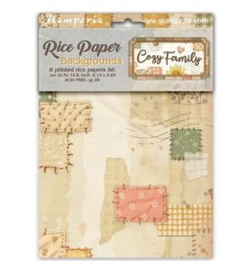 Cozy Family – Printed 8 Rice paper A6 backgrounds selection for Art and Craft