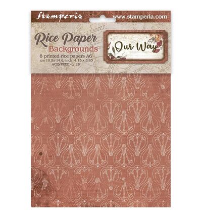 Our Way – Printed 8 Rice paper A6 backgrounds selection for Art and Craft