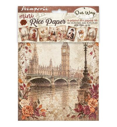 Our Way – Printed Mini Rice paper A6 8 sheets for Art and Craft