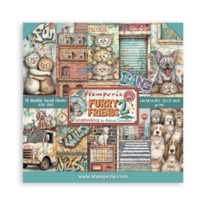 Furry Friends 2 – 12”x12” (30.5×30.5 cm) Paper Pad 10 double sided printed sheets