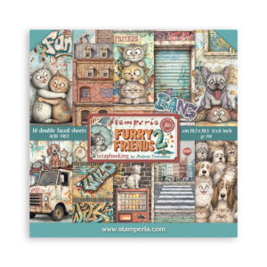 Furry Friends 2 – 8”x8” (20.3×20.3 cm) Paper Pad 10 double sided printed sheets