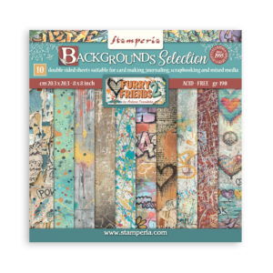 Furry Friends 2 – 8”x8” (20.3×20.3 cm) Paper Pad 10 double sided printed Backgrounds sheets