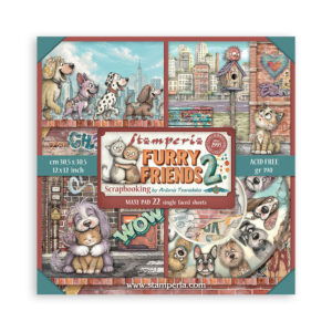 Furry Friends 2 – 12”x12” (30.5×30.5 cm) Paper Pad 22 single sided printed paper sheets