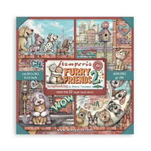 Furry Friends 2 – 8”x8” (20.3×20.3 cm) Paper Pad 22 single sided printed paper sheets