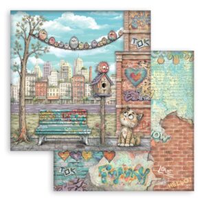 Furry Friends 2 – 12”x12” (30.5cmX30.5cm) Double sided printed sheet – Furry Friends 2 bench and nes