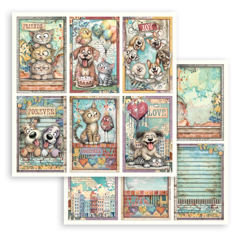 Furry Friends 2 – 12”x12” (30.5cmX30.5cm) Double sided printed sheet – Furry Friends 2 6 cards