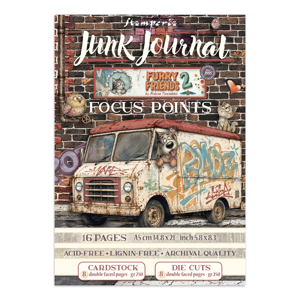 Furry Friends 2 – Printed Art Junk Journal Focus Points for Art and Craft A5