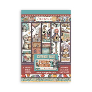 Furry Friends 2 – Printed Washi pad for Art and Craft A5 8 sheets