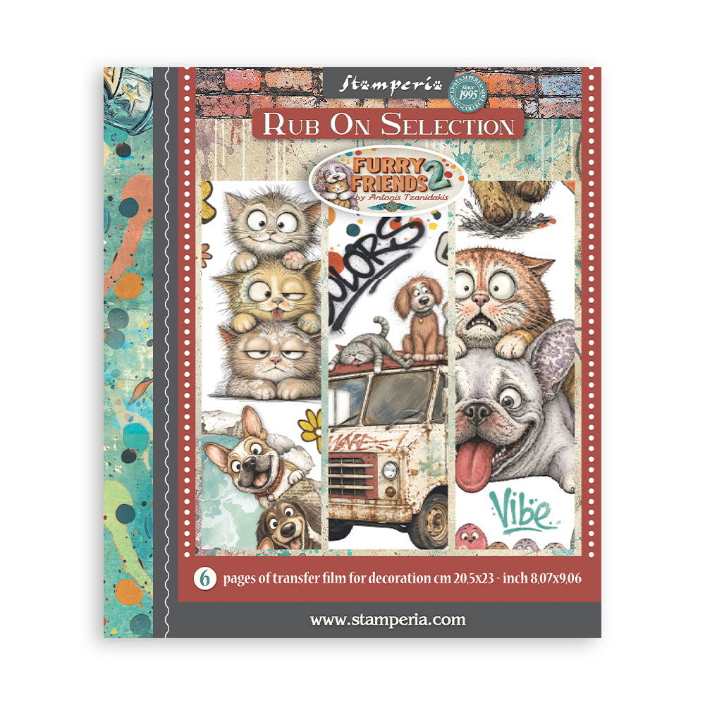 Furry Friends 2 – Printed Decorative Rub on selection for Art and Craft cm 20,5×23