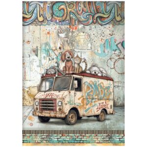 Furry Friends 2 – Printed A4 Rice paper for Art and Craft – Furry Friends 2 beater truck