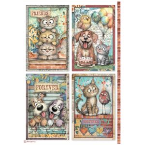 Furry Friends 2 – Printed A4 Rice paper for Art and Craft – Furry Friends 2 cards