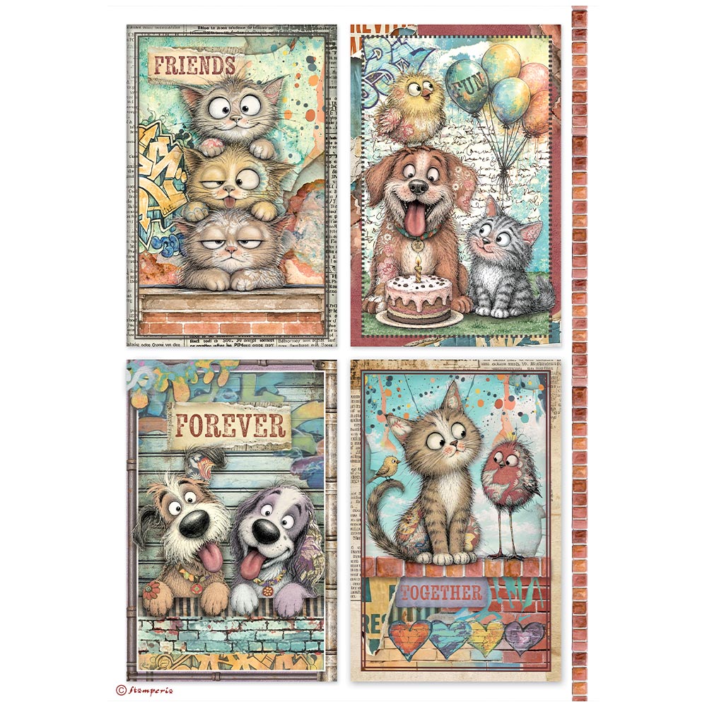 Furry Friends 2 – Printed A4 Rice paper for Art and Craft – Furry Friends 2 cards