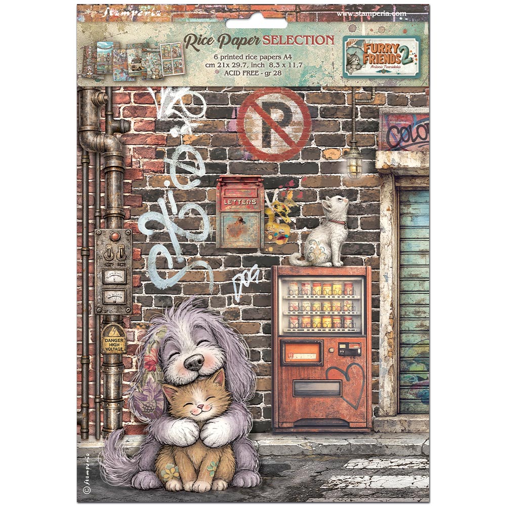 Furry Friends 2 – Printed 6 Rice paper A4 selection for Art and Craft