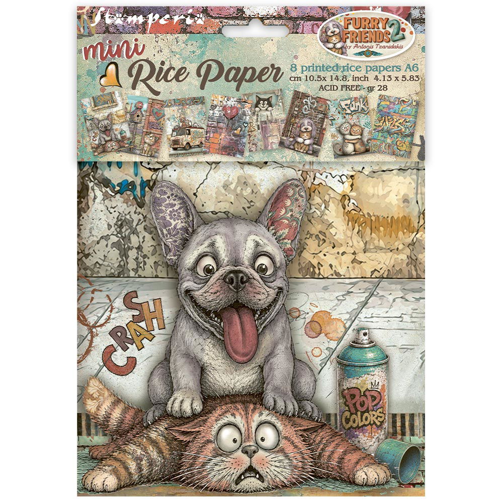 Furry Friends 2 – Printed Mini Rice paper A6 8 sheets for Art and Craft