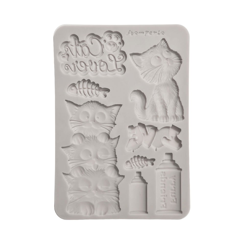 Furry Friends 2 – Silicon mould Designs A5 for Art and Craft – Furry Friends 2 cats