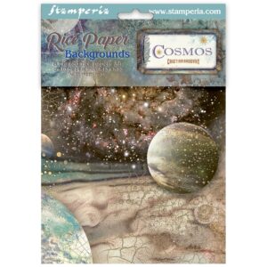 Cosmos – Printed 8 Rice paper A6 backgrounds selection for Art and Craft