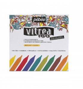 Pebeo Vitrea 160, Markers Assorti set normal nib 9pcs