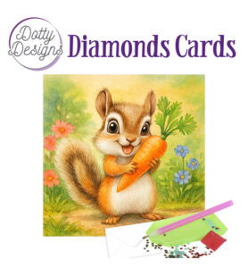 Dotty Designs Diamond Cards, Eekhoorn met wortel