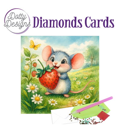 Dotty Designs Diamond Cards, Muis met aardbei