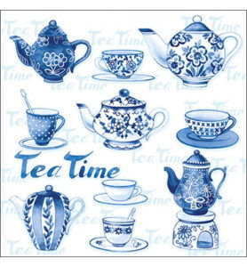 Servetten 20pcs / 33 x 33cm, Tea moments blue