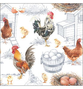 Servetten 20pcs / 33 x 33cm, Chicken Farm