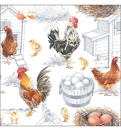 Servetten 20pcs / 33 x 33cm, Chicken Farm