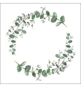 Servetten 20pcs / 33 x 33cm, Eucalyptus branch white