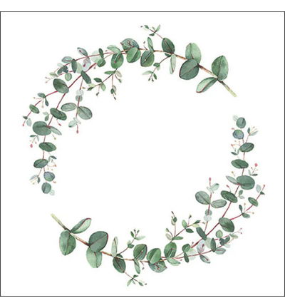 Servetten 20pcs / 33 x 33cm, Eucalyptus branch white
