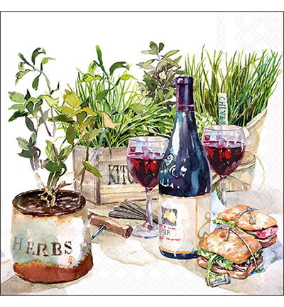 Servetten 20pcs / 33 x 33cm, Wine & herbs