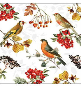 Servetten 20pcs / 33 x 33cm, Autumn birds