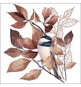 Servetten 20pcs / 33 x 33cm, Lovely chickadee white