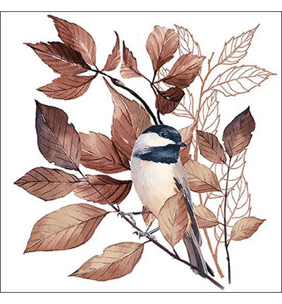 Servetten 20pcs / 33 x 33cm, Lovely chickadee white