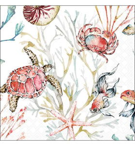 Servetten 20pcs / 33 x 33cm, Sea animals