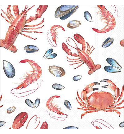 Servetten 20pcs / 33 x 33cm, Sea life white