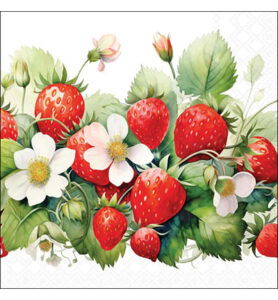 Servietten, 20 Stück / 33 x 33 cm, Saftige Erdbeeren