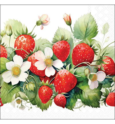 Servietten, 20 Stück / 33 x 33 cm, „Juicy strawberries“