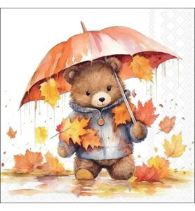 Servetten 20pcs / 33 x 33cm, Umbrella bear
