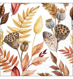 Servetten 20pcs / 33 x 33cm, Leaves and feathers